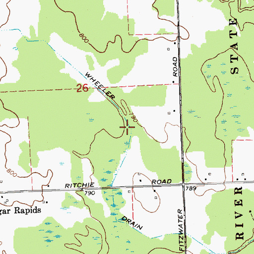 Topographic Map of Wheeler Drain, MI