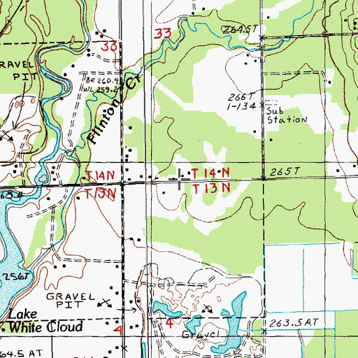Topographic Map of White Cloud Church, MI