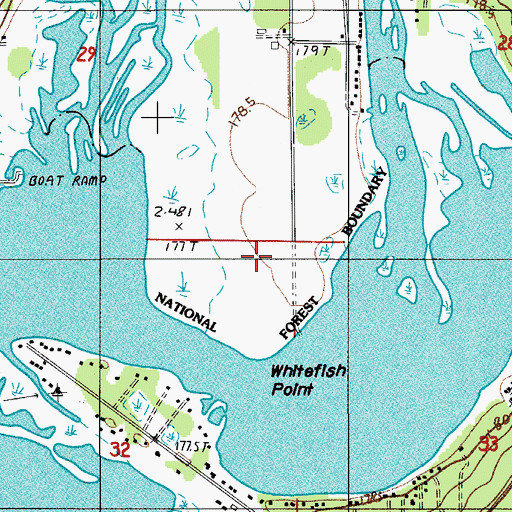Topographic Map of Whitefish Point, MI