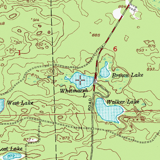 Topographic Map of Whitmarsh Lake, MI