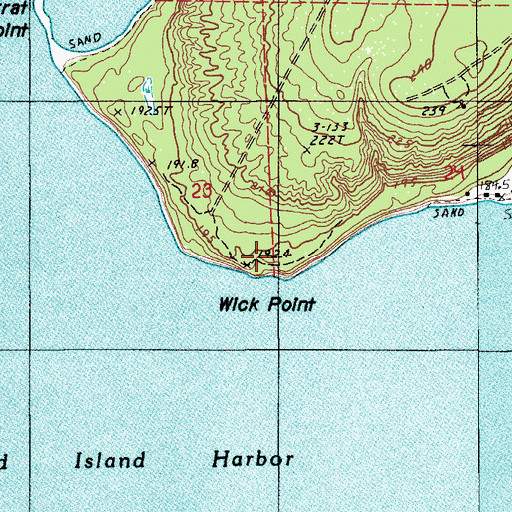 Topographic Map of Wick Point, MI