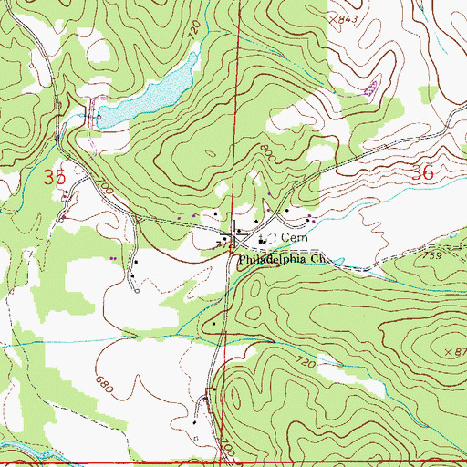 Topographic Map of Philadelphia, AL