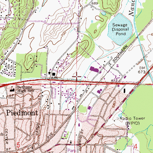Topographic Map of Piedmont Shopping Center, AL