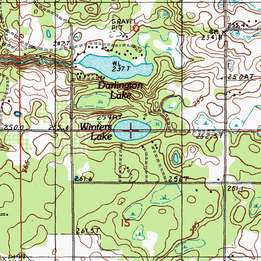 Topographic Map of Winters Lake, MI