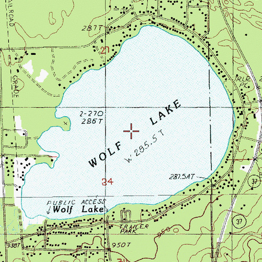 Topographic Map of Wolf Lake, MI