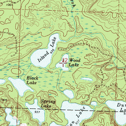 Topographic Map of Wood Lake, MI