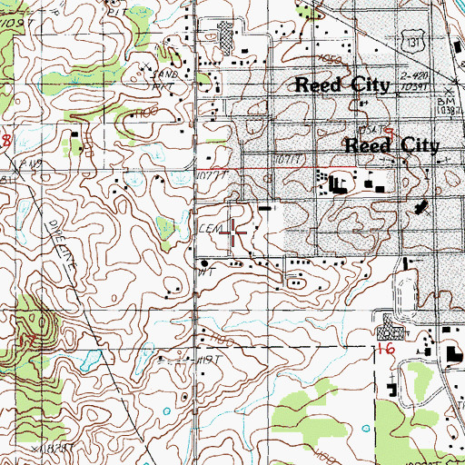 Topographic Map of Woodland Cemetery, MI
