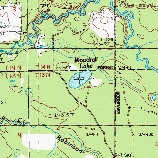Topographic Map of Woodrail Lake, MI