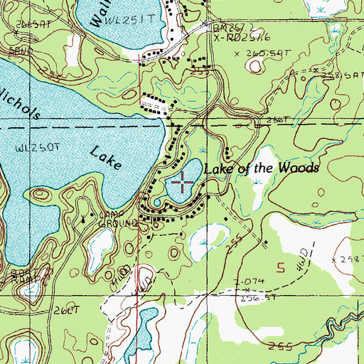 Topographic Map of Lake of the Woods, MI