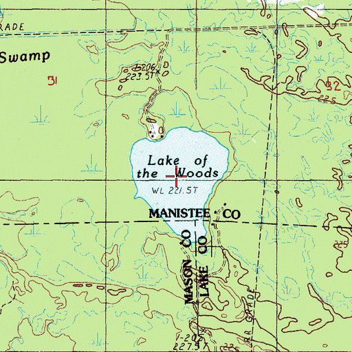 Topographic Map of Lake of the Woods, MI