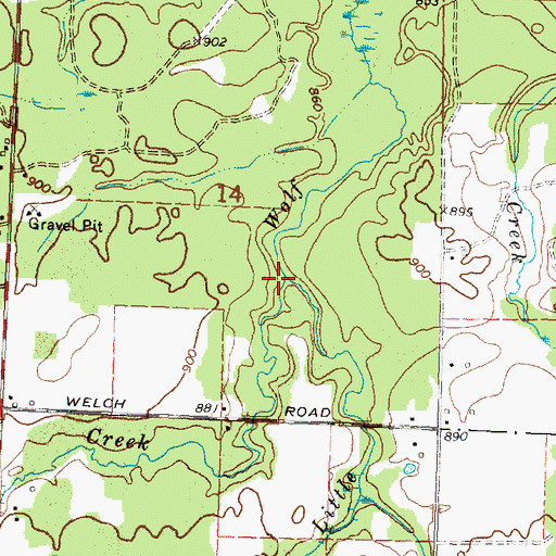 Topographic Map of Yoder Creek, MI