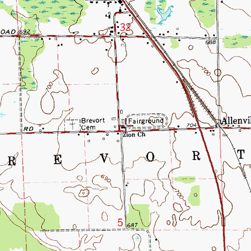 Topographic Map of Zion Church, MI