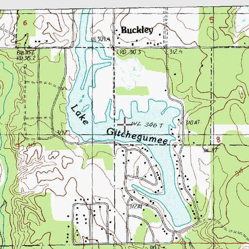 Topographic Map of Lake Gitchegumee, MI