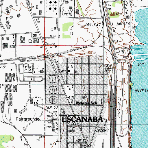 Topographic Map of North Escanaba, MI