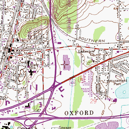 Topographic Map of Quintard Mall Shopping Center, AL