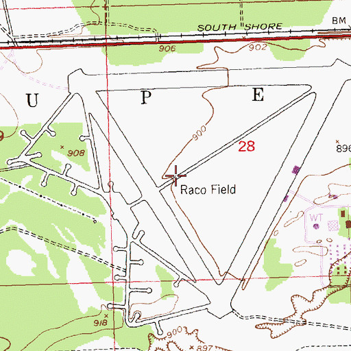 Topographic Map of Raco Field (historical), MI