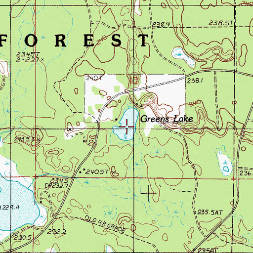 Topographic Map of Greens Lake, MI