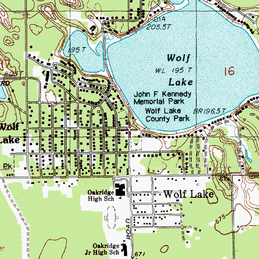Topographic Map of Wolf Lake County Park, MI