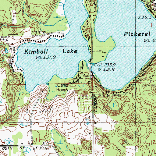 Topographic Map of Henry Camp, MI