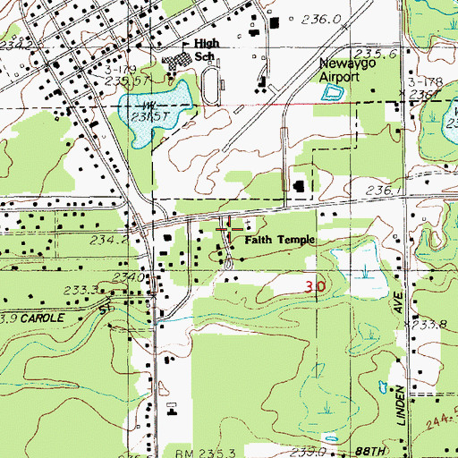 Topographic Map of Faith Temple, MI