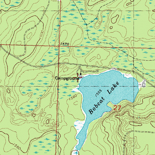 Topographic Map of Bobcat Lake Campground, MI