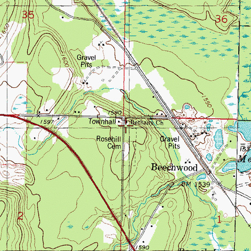 Topographic Map of Bethany Church, MI