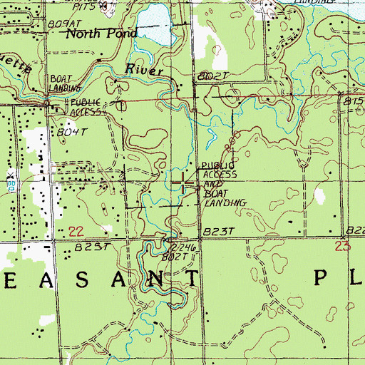 Topographic Map of Forks Public Access, MI