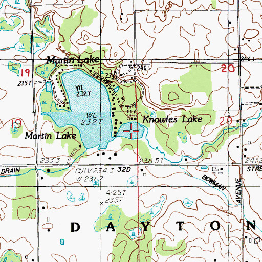 Topographic Map of Knowles Lake, MI