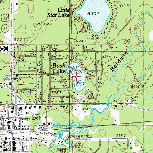 Topographic Map of Bush Lake, MI