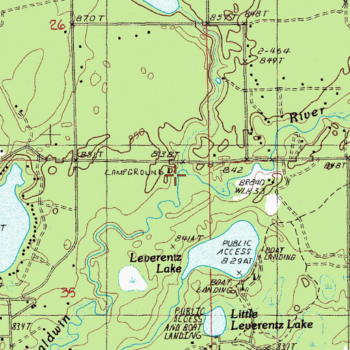 Topographic Map of Bray Creek Recreation Site, MI