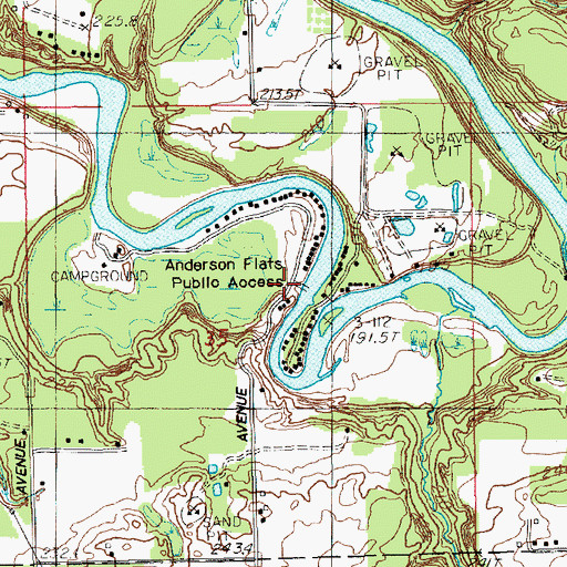 Topographic Map of Anderson Flats Public Access, MI