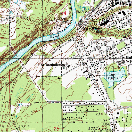 Topographic Map of Saint Bartholomew Church, MI