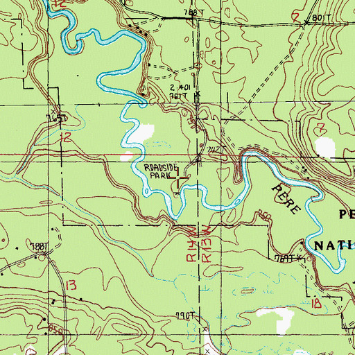 Topographic Map of Gleasons Landing Recreation Area, MI