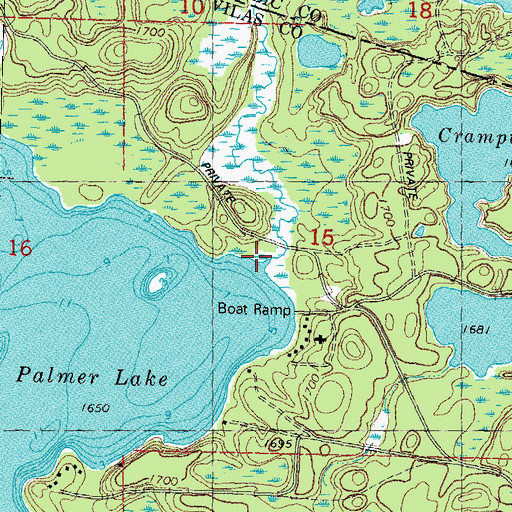 Topographic Map of Plum Creek, WI