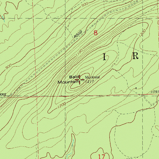 Topographic Map of Bald Mountain, MI