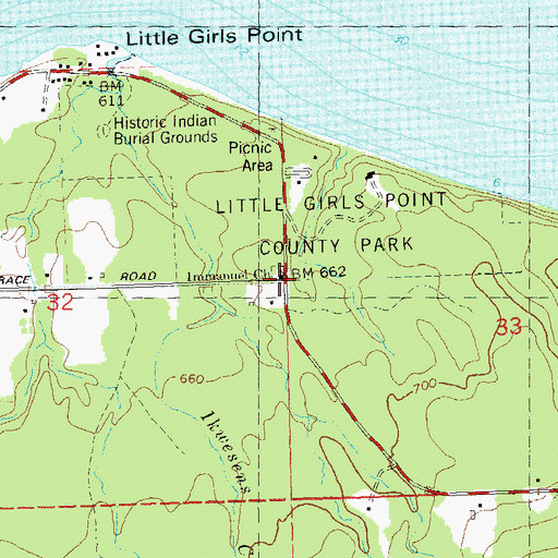Topographic Map of Immanuel Church, MI