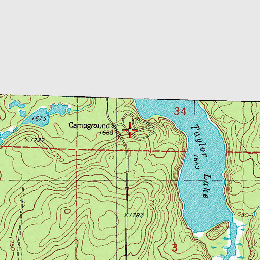 Topographic Map of Taylor Lake Recreation Site, MI