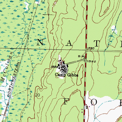 Topographic Map of Camp Gibbs Recreation Area, MI