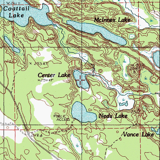 Topographic Map of Center Lake, MI