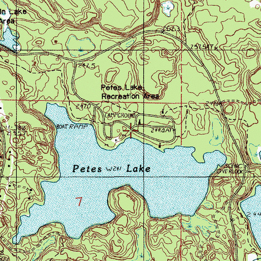 Topographic Map of Petes Lake Recreation Area, MI