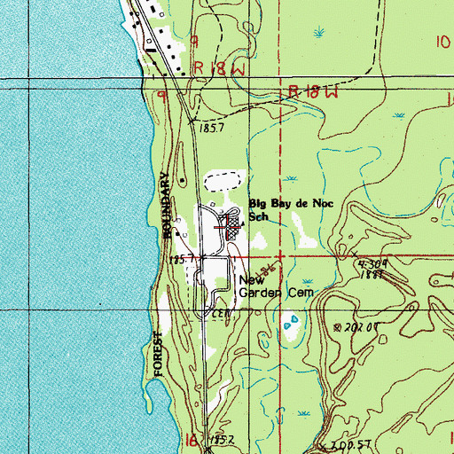 Topographic Map of Big Bay de Noc School, MI