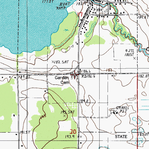 Topographic Map of Old Garden Cemetery, MI