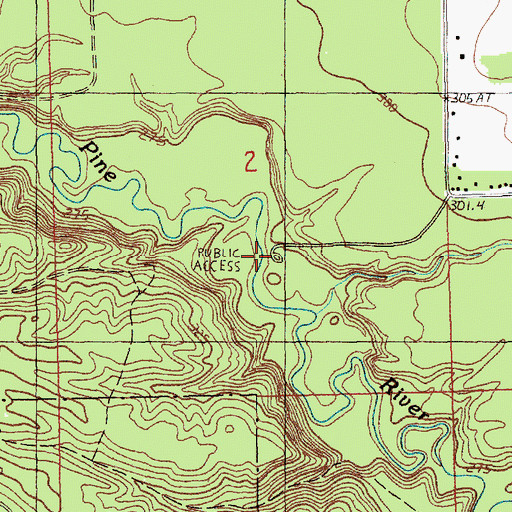 Topographic Map of Elm Flats Canoe Access, MI