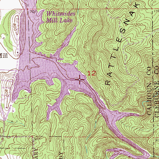 Topographic Map of Whitesides Mill Lake, AL