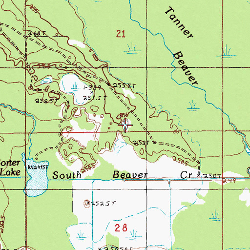 Topographic Map of Tanner Swamp, MI