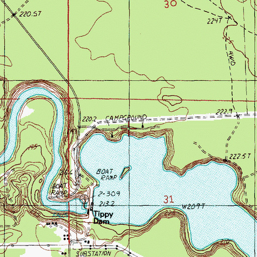 Topographic Map of Tippy Dam North Recreation Area, MI
