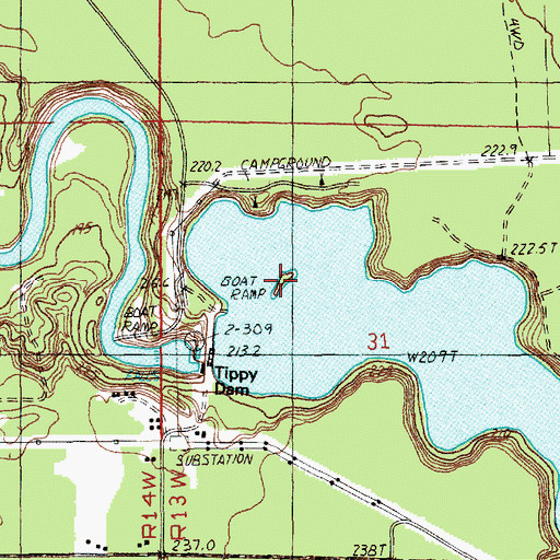 Topographic Map of Dam Island, MI