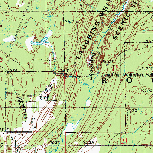 Topographic Map of Laughing Whitefish Falls Scenic Site, MI