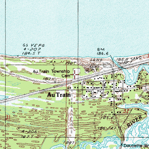 Topographic Map of Au Train Township Cemetery, MI