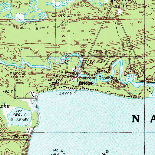 Topographic Map of Cameron Crossing Bridge, MI
